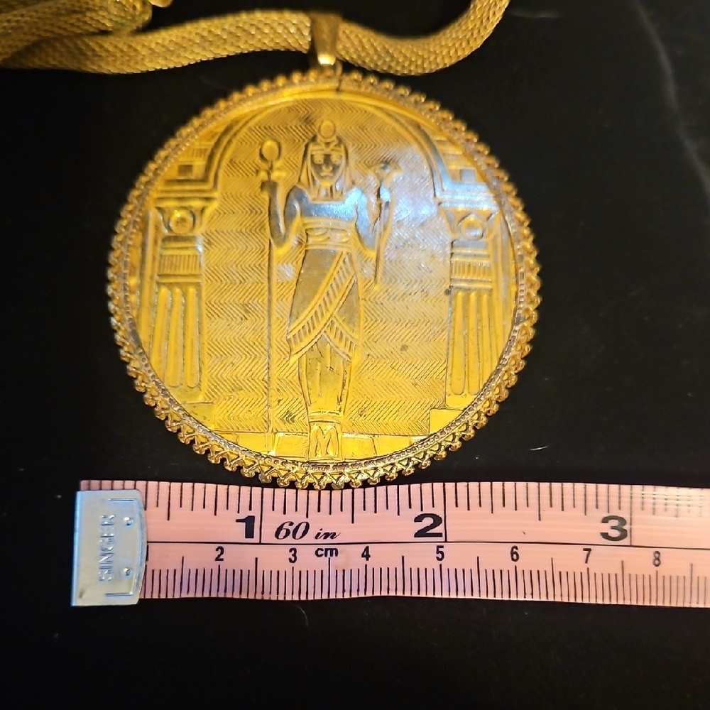 Miriam Haskell Gold Medallion Necklace - Picture 6 of 7